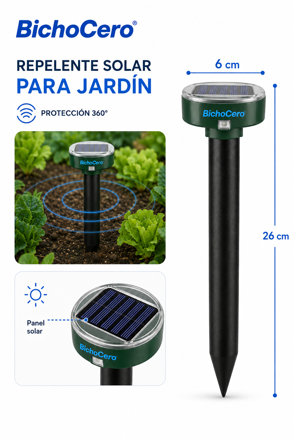 BichoCero JARDIN - Estaca Repelente Ahuyentador