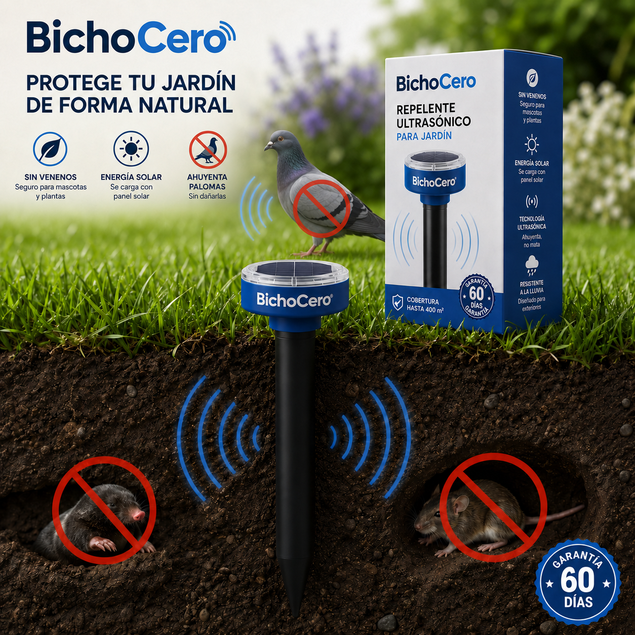 BichoCero JARDIN - Estaca Repelente Ahuyentador