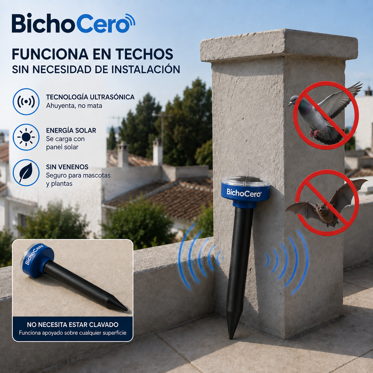BichoCero JARDIN - Estaca Repelente Ahuyentador